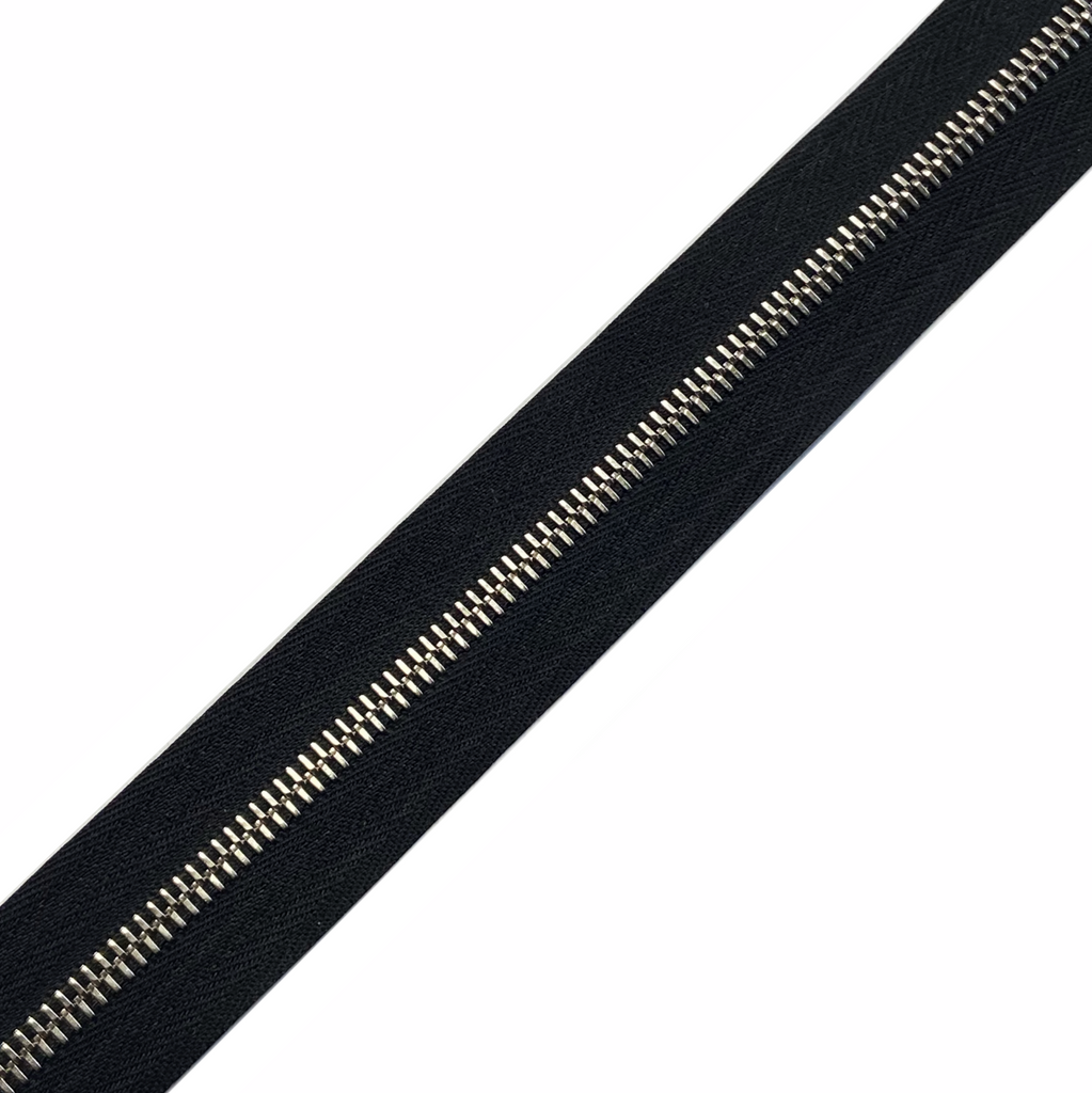 RIRI M6 Nickel Metal Zipper - Black (by the yard)
