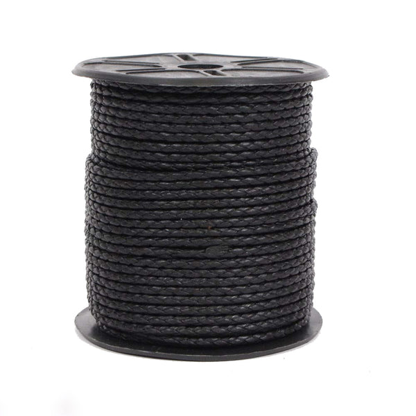 Black Braided Leather Bolo Cord (3mm, by the roll) – Sewing Supply Depot