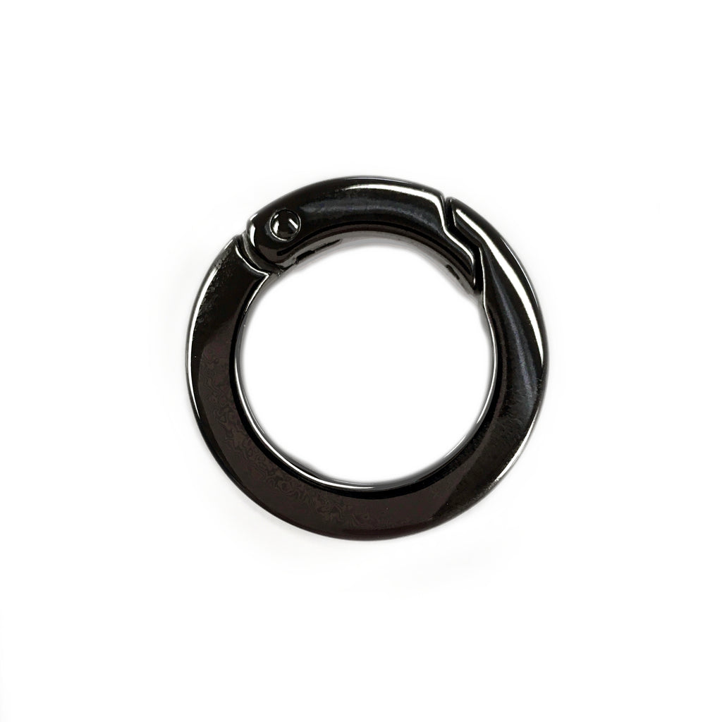 1" Black Nickel Spring Opening Ring with Flat Profile