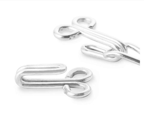 Corset Hook And Eye Fasteners Silver 12-13mm Size 3