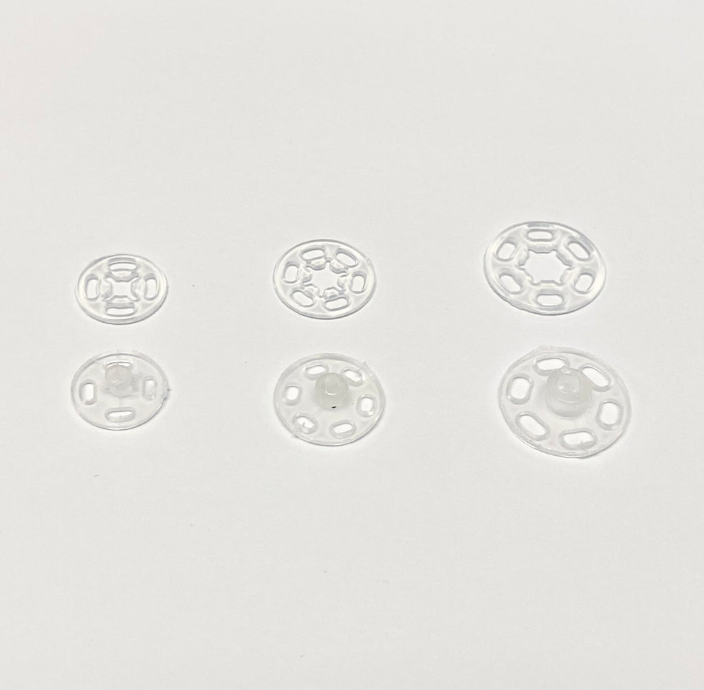 Clear Sew-On Snaps (12mm, 15mm, 18mm)