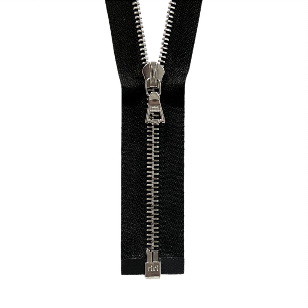 RIRI 6M Silver One-Way Open End Zipper - Black