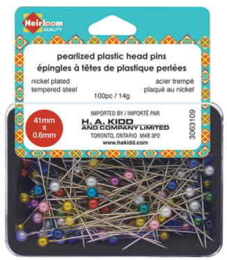 HEIRLOOM Extra Long Pearlized Plastic Head Pins - Assorted Colours - 41mm (15⁄8″)