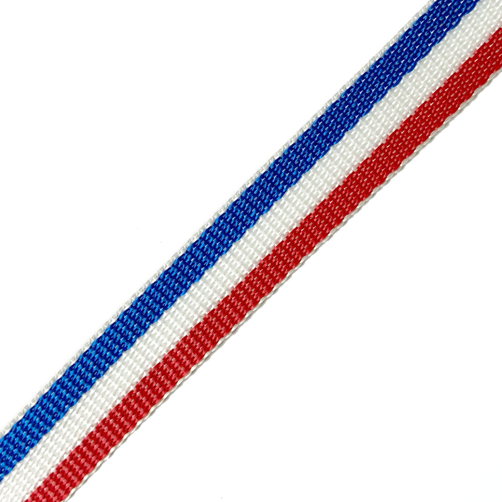 1" Polypropylene Webbing - Striped Red/White/Blue (By the Yard)