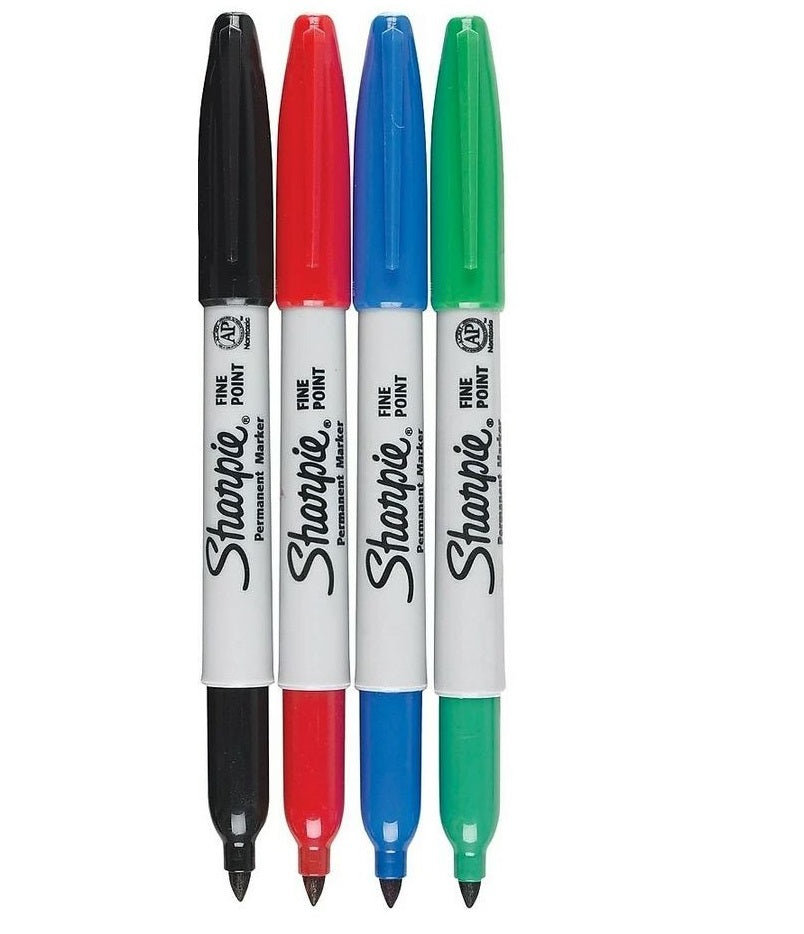 Sharpie Fine Tip Permanent Markers, Assorted Colours, 4 Pack