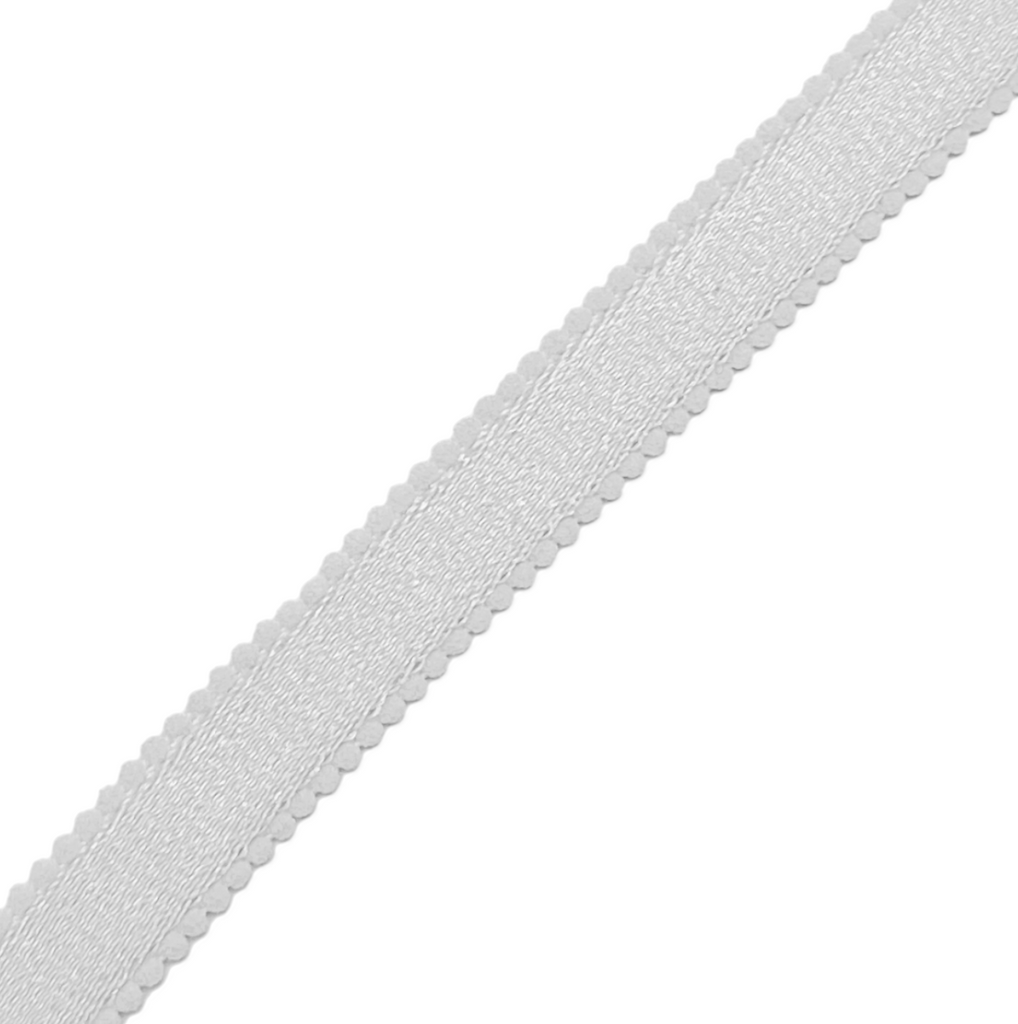 Scalloped Strap Elastic - White