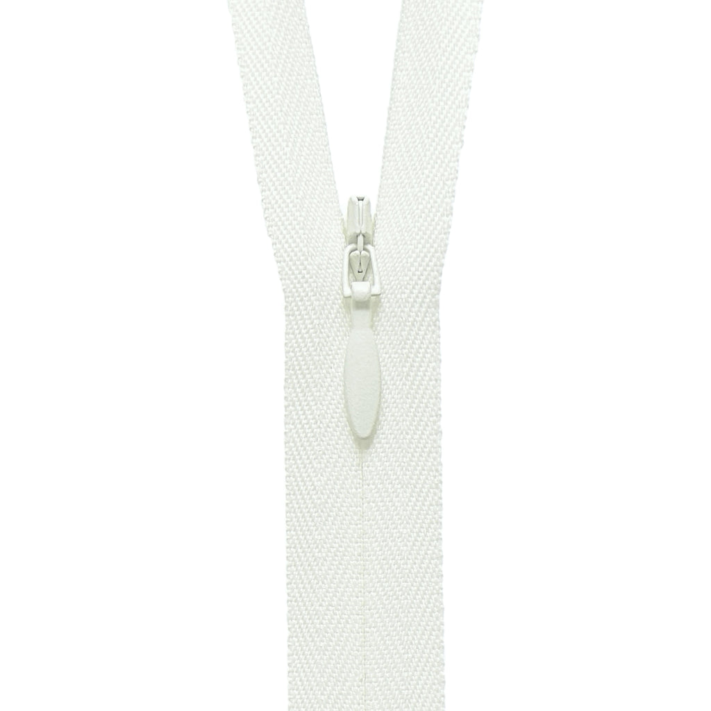 YKK White Ziplon Invisible Zipper 9 Inch